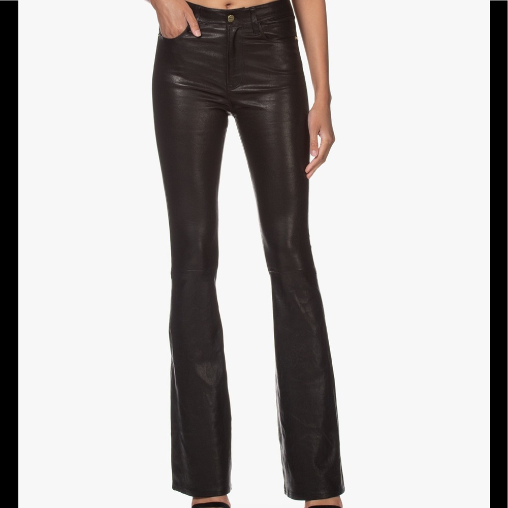 Frame Le High Flare Leather Pants • Black US size 27 Genuine leather